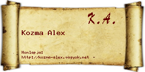 Kozma Alex névjegykártya